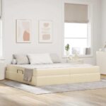 vidaXL Postel s úložným prostorem a matrací Krémová 200 x 200 cm