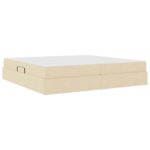 vidaXL Postel s úložným prostorem a matrací Krémová 200 x 200 cm – Obrázok 5