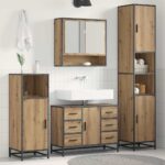 vidaXL Sada kúpeľňového nábytku 4 pcs Remeselný dub Kompozitné drevo