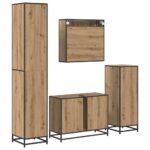 vidaXL Sada kúpeľňového nábytku 4 pcs Remeselný dub Kompozitné drevo – Obrázok 10