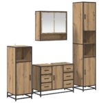 vidaXL Sada kúpeľňového nábytku 4 pcs Remeselný dub Kompozitné drevo – Obrázok 2