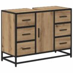 vidaXL Sada kúpeľňového nábytku 4 pcs Remeselný dub Kompozitné drevo – Obrázok 6