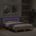 vidaXL Rám postele s LED Sonoma 137 x 190 cm Kompozitné drevo – Obrázok 4