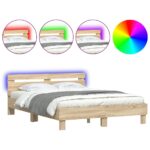 vidaXL Rám postele s LED Sonoma 152 x 203 cm Kompozitné drevo – Obrázok 13