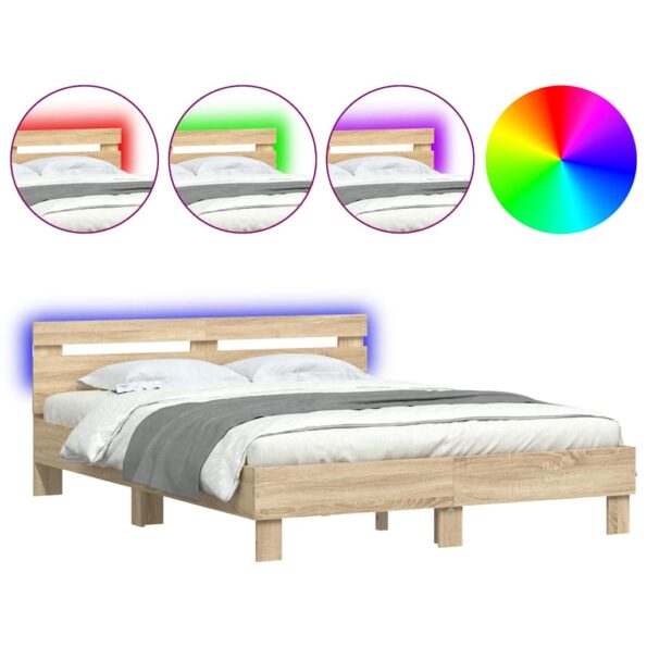 vidaXL Rám postele s LED Sonoma 152 x 203 cm Kompozitné drevo – Obrázok 13