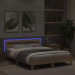 vidaXL Rám postele s LED Sonoma 152 x 203 cm Kompozitné drevo – Obrázok 4