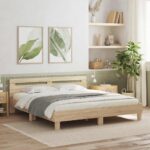 vidaXL Rám postele s LED Sonoma 193 x 203 cm Kompozitné drevo