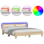 vidaXL Rám postele s LED Sonoma 193 x 203 cm Kompozitné drevo – Obrázok 2
