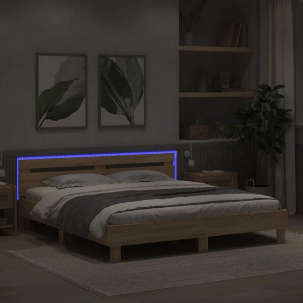 vidaXL Rám postele s LED Sonoma 193 x 203 cm Kompozitné drevo – Obrázok 4