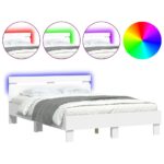 vidaXL Rám postele s LED Biela 137 x 190 cm Kompozitné drevo – Obrázok 13