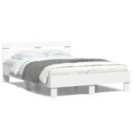 vidaXL Rám postele s LED Biela 137 x 190 cm Kompozitné drevo – Obrázok 5