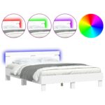 vidaXL Rám postele s LED Biela 152 x 203 cm Kompozitné drevo – Obrázok 2