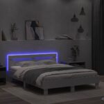 vidaXL Rám postele s LED Biela 152 x 203 cm Kompozitné drevo – Obrázok 3