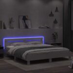 vidaXL Rám postele s LED Biela 193 x 203 cm Kompozitné drevo – Obrázok 4