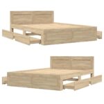 vidaXL Rám postele 2 pcs Sonoma Austrálska Dvojitá (137 x 188 cm) – Obrázok 5