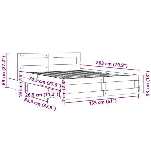 vidaXL Rám postele 2 pcs Sonoma 153 x 203 cm Kompozitné drevo – Obrázok 11