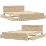 vidaXL Rám postele 2 pcs Sonoma 153 x 203 cm Kompozitné drevo – Obrázok 5