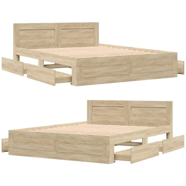 vidaXL Rám postele 2 pcs Sonoma 153 x 203 cm Kompozitné drevo – Obrázok 5