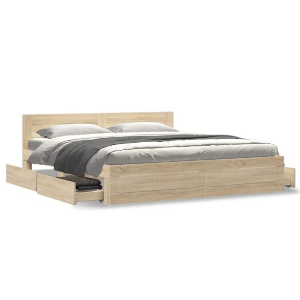 vidaXL Rám postele 2 pcs Sonoma 193 x 203 cm Kompozitné drevo – Obrázok 4