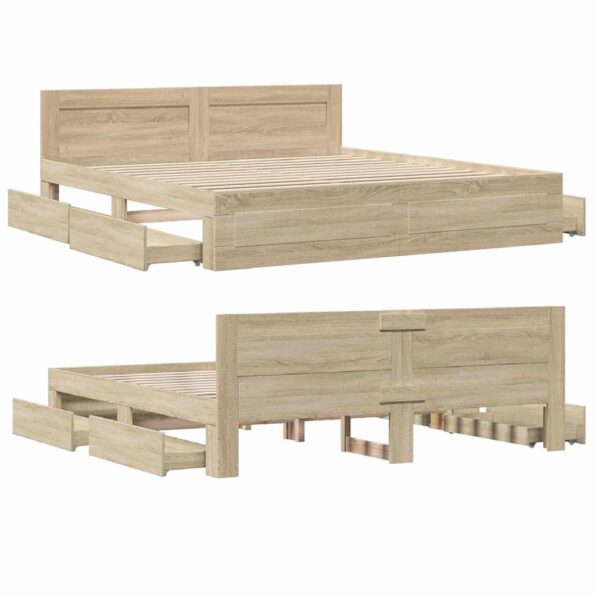 vidaXL Rám postele 2 pcs Sonoma 193 x 203 cm Kompozitné drevo – Obrázok 5