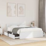 vidaXL Rám postele 2 pcs Biely Austrálska Dvojitá (137 x 188 cm)