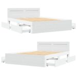 vidaXL Rám postele 2 pcs Biely Austrálska Dvojitá (137 x 188 cm) – Obrázok 5