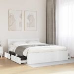 vidaXL Rám postele 2 pcs Biely 150 x 200 cm Kompozitné drevo