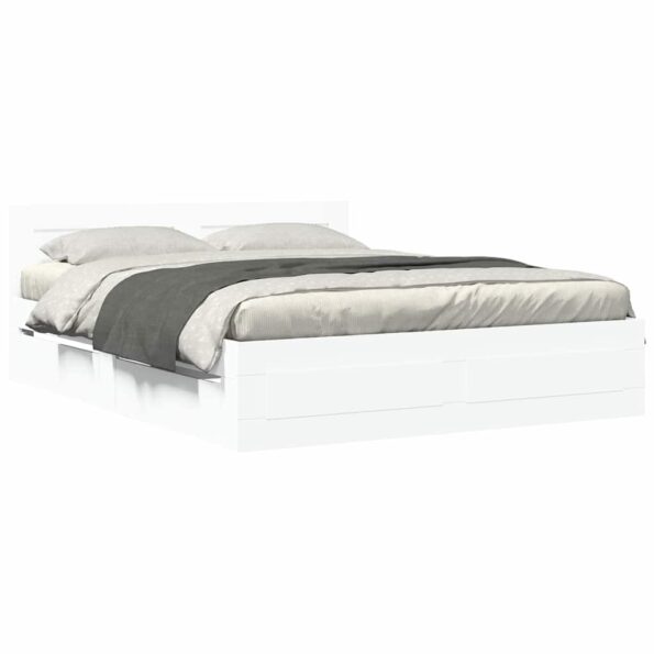 vidaXL Rám postele 2 pcs Biely 150 x 200 cm Kompozitné drevo – Obrázok 3