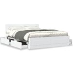 vidaXL Rám postele 2 pcs Biely 150 x 200 cm Kompozitné drevo – Obrázok 4