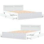 vidaXL Rám postele 2 pcs Biely 150 x 200 cm Kompozitné drevo – Obrázok 5