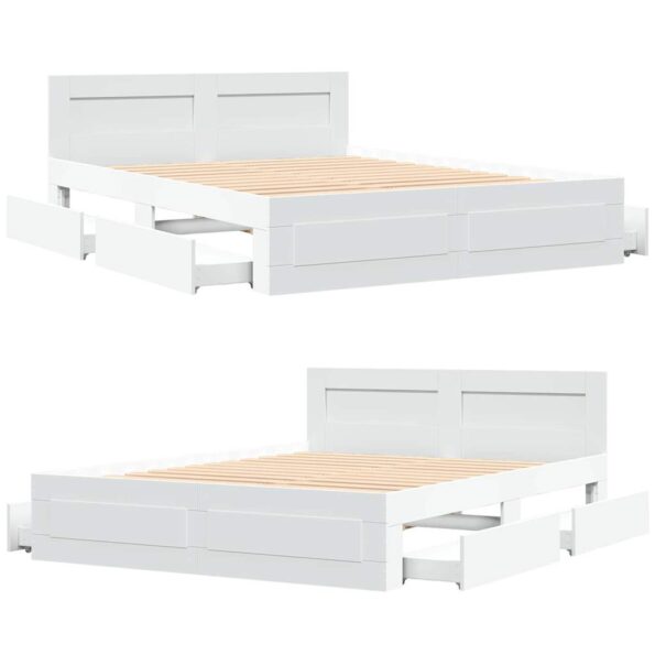 vidaXL Rám postele 2 pcs Biely 150 x 200 cm Kompozitné drevo – Obrázok 5