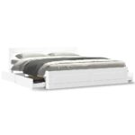 vidaXL Rám postele 2 pcs Biely 193 x 203 cm Kompozitné drevo – Obrázok 4