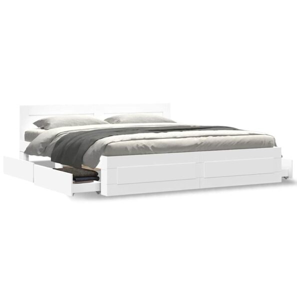 vidaXL Rám postele 2 pcs Biely 193 x 203 cm Kompozitné drevo – Obrázok 4