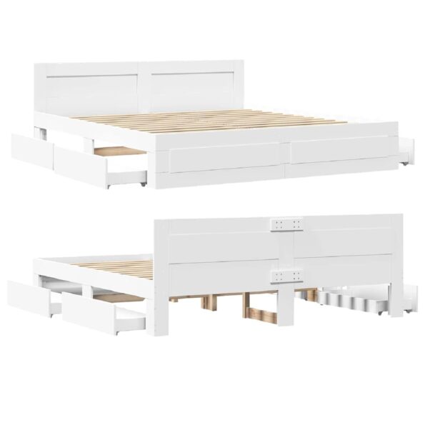 vidaXL Rám postele 2 pcs Biely 193 x 203 cm Kompozitné drevo – Obrázok 5
