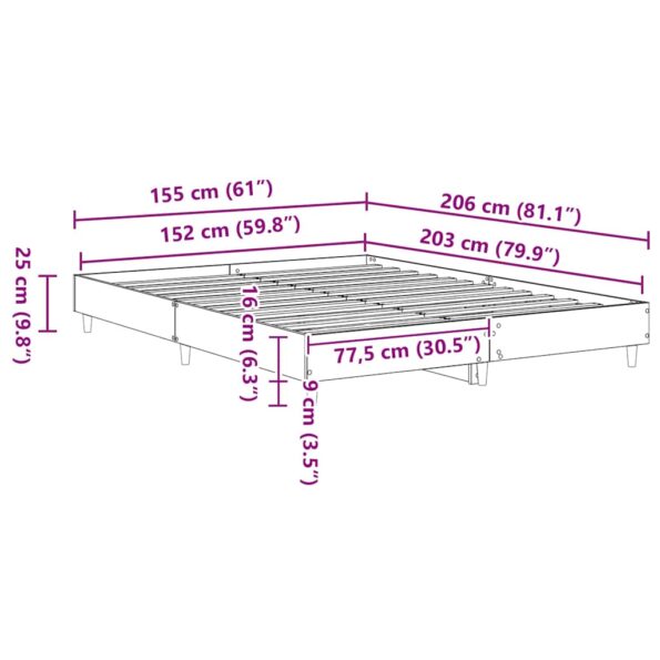 vidaXL Rám postele 2 pcs Biela 152 x 203 cm Kompozitné drevo – Obrázok 9