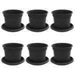vidaXL Kvetináče 6 pcs Čierna Ø 12,5 x 10 cm Plast – Obrázok 2