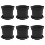 vidaXL Kvetináče 6 pcs Čierna Ø 15 x 12 cm Plast – Obrázok 2