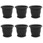 vidaXL Kvetináče 6 pcs Čierna Ø 30 x 25 cm Plast – Obrázok 2