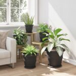 vidaXL Kvetináče 6 pcs Čierna Ø 30 x 25 cm Plast – Obrázok 4