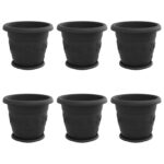 vidaXL Kvetináče 6 pcs Čierna Ø 34 x 28 cm Plast – Obrázok 2