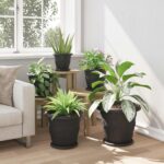 vidaXL Kvetináče 6 pcs Čierna Ø 34 x 28 cm Plast – Obrázok 4