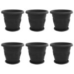 vidaXL Kvetináče 6 pcs Čierna Ø 39 x 32 cm Plast – Obrázok 2