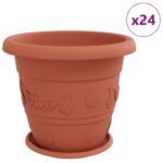 vidaXL Kvetináče 24 pcs Tehlovo červená Ø 39 x 32 cm Plast – Obrázok 2