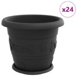 vidaXL Kvetináče 24 pcs Čierna Ø 34 x 28 cm Plast – Obrázok 2