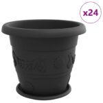 vidaXL Kvetináče 24 pcs Čierna Ø 39 x 32 cm Plast – Obrázok 2