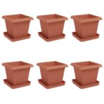 vidaXL Kvetináče 6 pcs Tehlovo červená 16 x 16 x 14 cm Plast – Obrázok 2