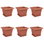 vidaXL Kvetináče 6 pcs Tehlovo červená 20 x 20 x 16 cm Plast – Obrázok 2