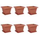 vidaXL Kvetináče 6 pcs Tehlovo červená 38 x 38 x 30 cm Plast – Obrázok 2