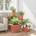 vidaXL Kvetináče 6 pcs Tehlovo červená 38 x 38 x 30 cm Plast – Obrázok 4