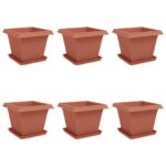 vidaXL Kvetináče 6 pcs Tehlovo červená 43 x 43 x 33,5 cm Plast – Obrázok 2